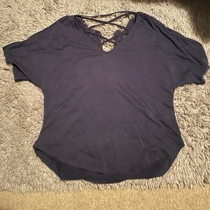 Back cut out navy blue top